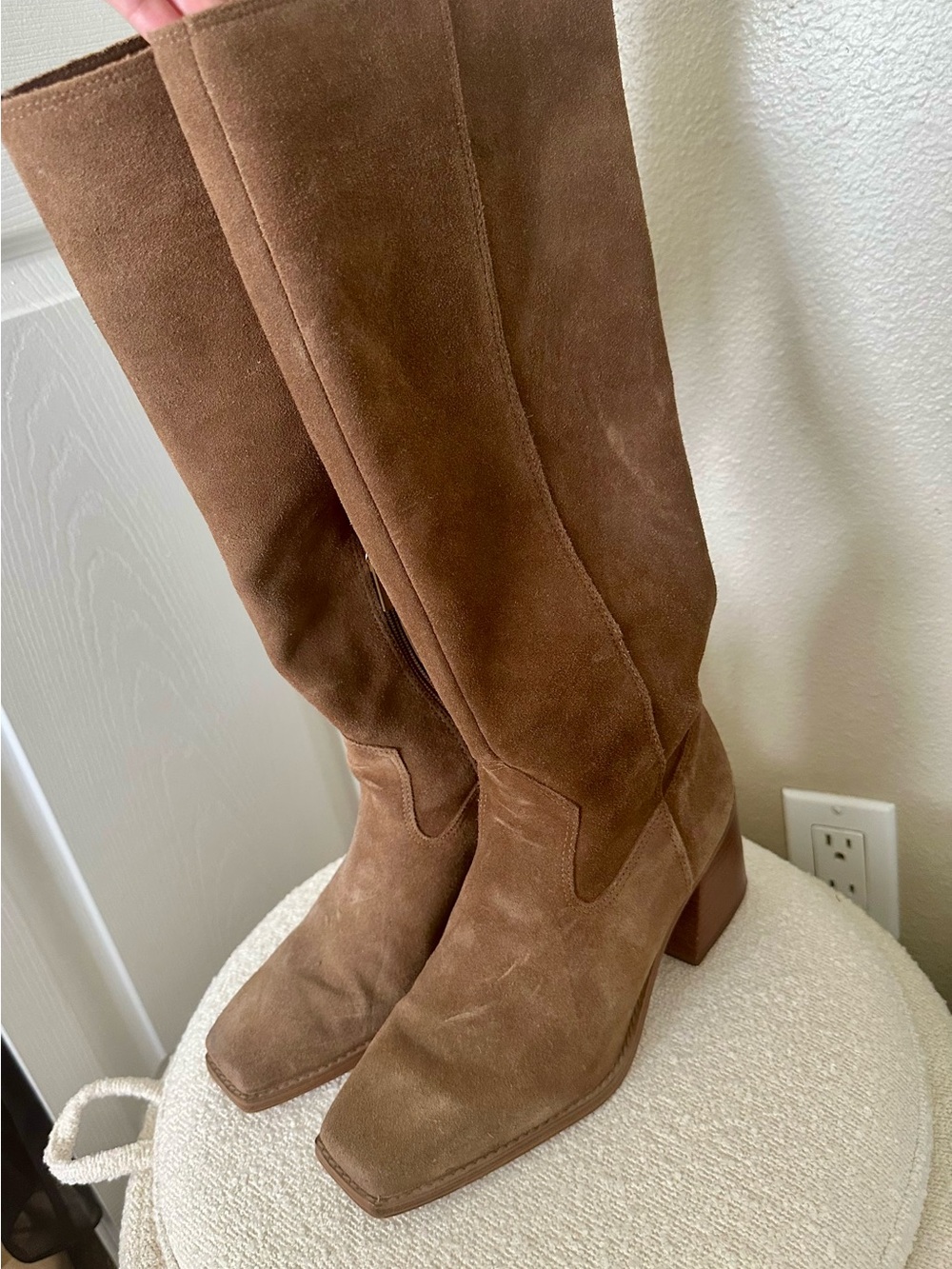 Vince Camuto Sangeti Wide Calf Suede Knee High Boots Reishi Brown Size 8